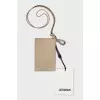 Beige leather cardholder with tag