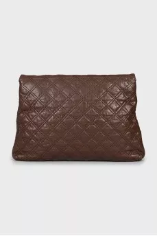 Leather clutch with gold lock
