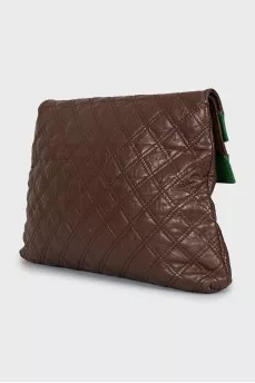 Leather clutch with gold lock