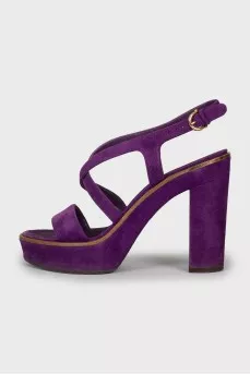 Purple suede sandals
