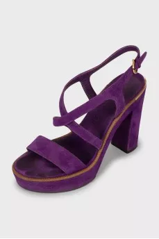 Purple suede sandals