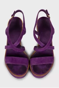 Purple suede sandals