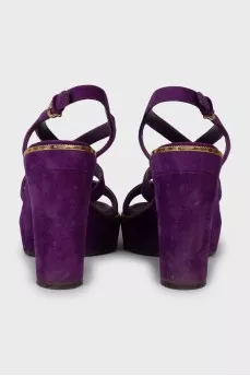 Purple suede sandals