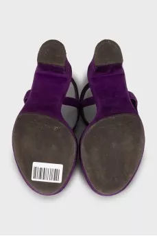 Purple suede sandals