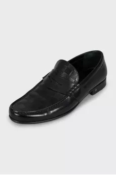 Men's black leather shoes