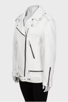 White leather biker jacket