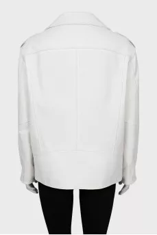 White leather biker jacket