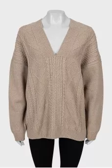 Knitted sweater made of merino wool and silk