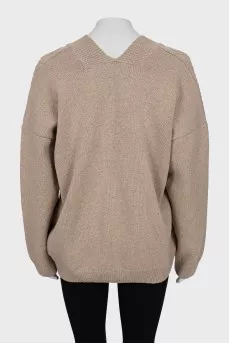 Knitted sweater made of merino wool and silk