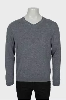 Men's grey wool jumper