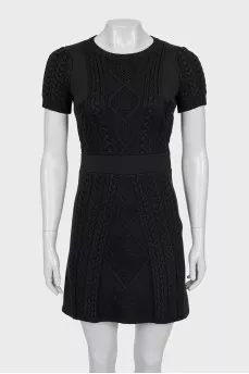 Black mini dress with knitted inserts