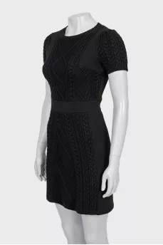 Black mini dress with knitted inserts