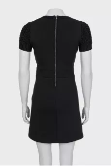 Black mini dress with knitted inserts