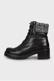 Leather boots with black and white upper