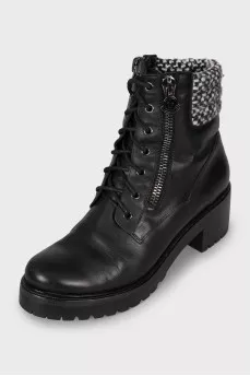 Leather boots with black and white upper