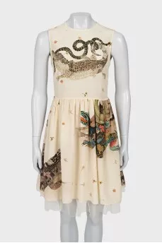 Silk dress with tulle