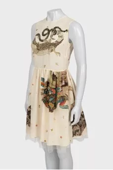 Silk dress with tulle