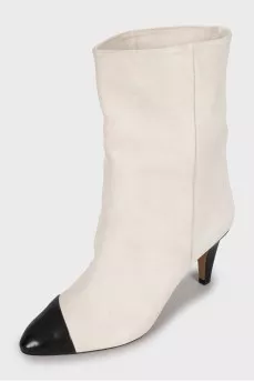 White leather boots