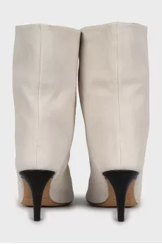White leather boots