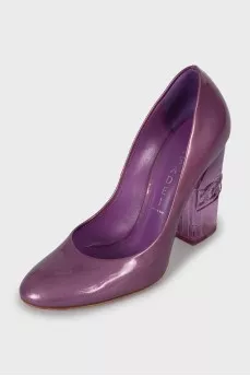 Purple shoes with transparent heels