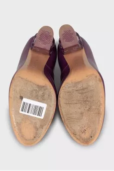 Purple shoes with transparent heels