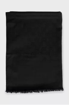 Black scarf made of wool and silk