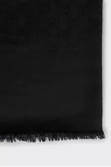 Black scarf made of wool and silk