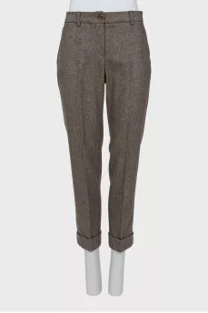 Brown herringbone trousers