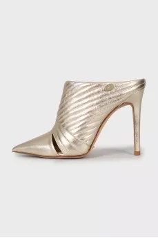 Gold colored leather shoes