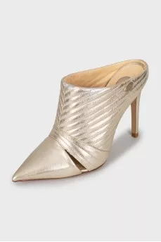 Gold colored leather shoes