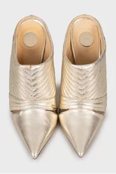 Gold colored leather shoes