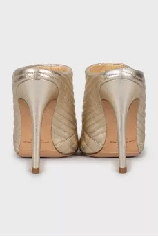 Gold colored leather shoes