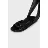 Leather sandals with wide laces