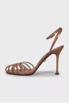 Patent leather high heel sandals