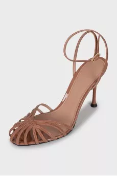 Patent leather high heel sandals