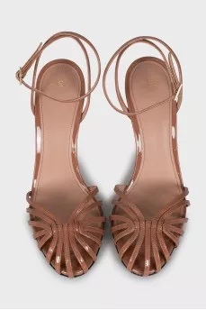 Patent leather high heel sandals