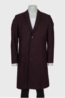 Men's coat in dark red color