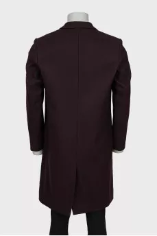 Men's coat in dark red color