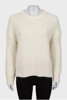 Knitted sweater in white