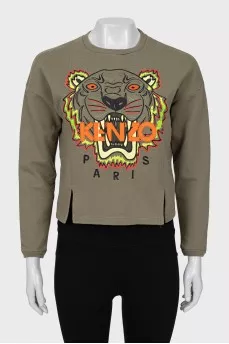 Cropped sweatshirt with embroidery