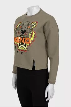Cropped sweatshirt with embroidery