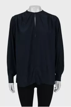 Black loose fit silk blouse