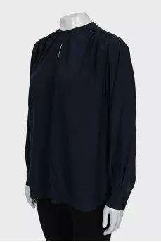 Black loose fit silk blouse