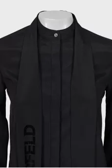 Blouse with branded ties and tag