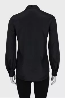 Blouse with branded ties and tag