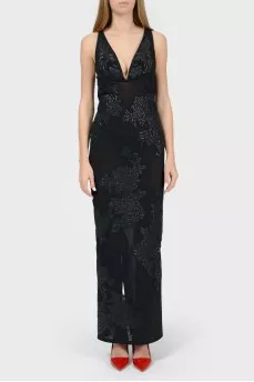 Deep V-neck maxi dress