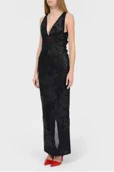 Deep V-neck maxi dress