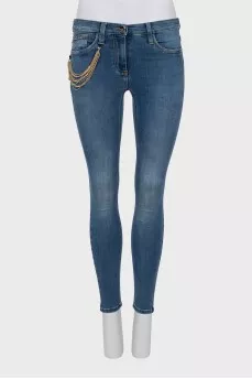 Jeans decorated with chain
