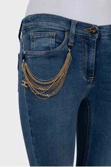Jeans decorated with chain