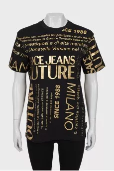 Black T-shirt with gold print
